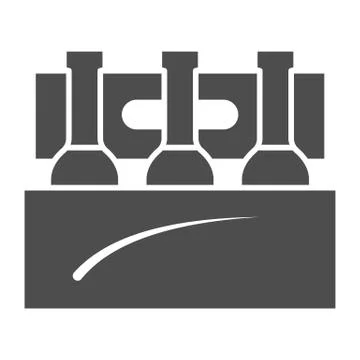 Box with bottles of beer solid icon, Bartenders Day concept, case with three 스톡 일러스트