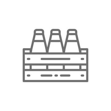 Box of bottles line icon. Stock Illustration