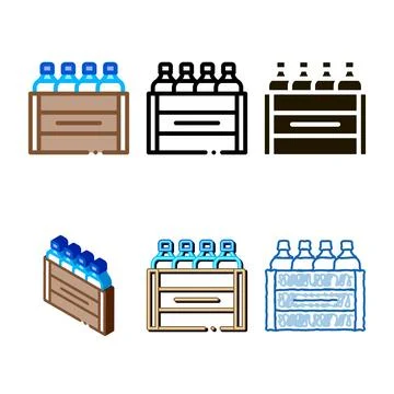 Box with bottles of milk icon variants vector outline イラスト素材