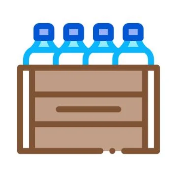 Box with bottles of milk icon vector outline illustration 스톡 일러스트
