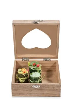 Box with bouquets Stock Photos