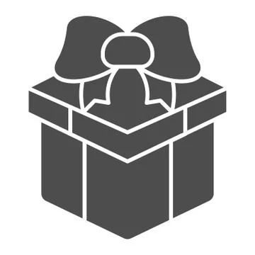 Box with bow for gift solid icon, Black Friday concept, Giftbox with ribbon sign 스톡 일러스트