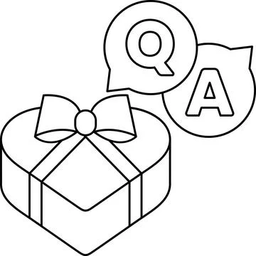 A box with a bow on it and a question mark and an A on it Stock Illustration