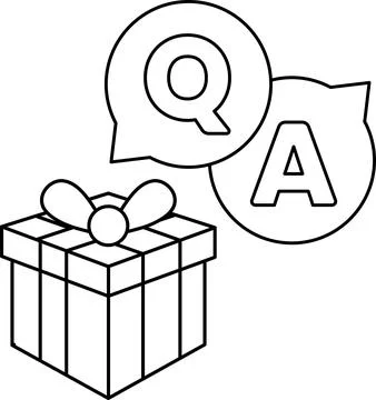 A box with a bow on top and a question mark and an A on the bottom Stock Illustration