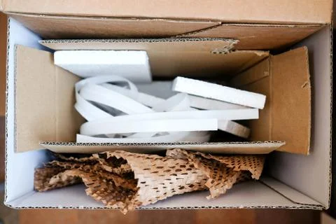 Box in a box. Storage of materials. Different packaging Stock Photos