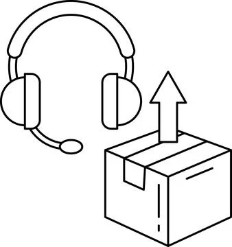 A box with a box on top of it and a headset on the left side Stock Illustration