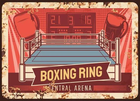 Box, boxing ring metal plate rusty, sport fight Illustrazione stock