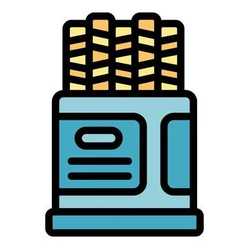 Box of breadsticks standing upright with blue packaging design Stock Illustration