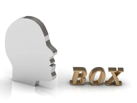 BOX bright color letters and silver head mind on a white background Stock Illustration
