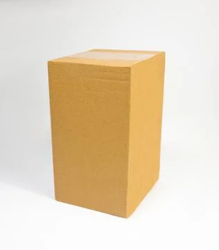Box brown closed on a white background.Mockup. place for text Stock Photos
