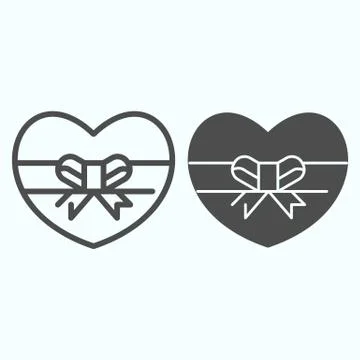 Box of candies line and solid icon. Box in a shape of heart vector illustration 스톡 일러스트