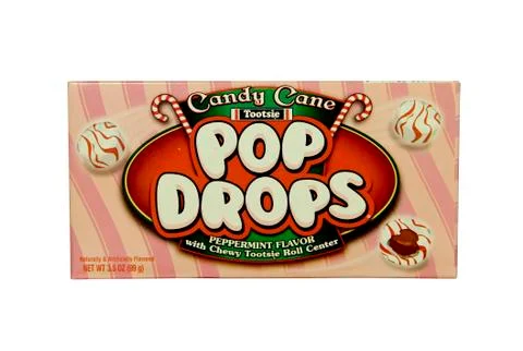 Box of candy cane pop drops Stock Photos