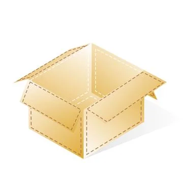 Box, cardboard with a dash-dot stripes, open Stock Illustration