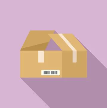 Box cardboard icon flat vector. Carton delivery 스톡 일러스트