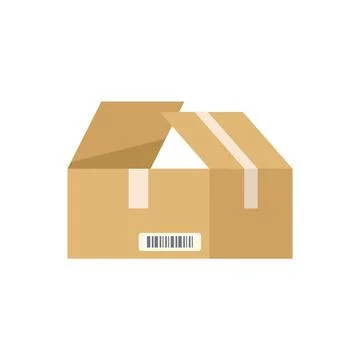 Box cardboard icon flat vector. Carton delivery Stockillustratie