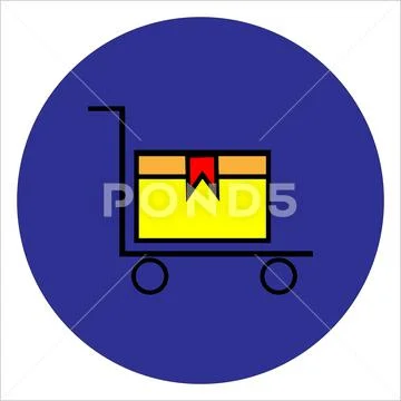 Box on cart. Cart cartoon vector. free space for text. wallpaper. copy ...