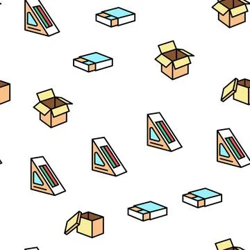 Box Carton Container Vector Seamless Pattern Stock Illustration
