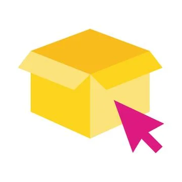 Box carton delivery with arrow mouse flat style Illustrazione stock