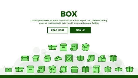 Box Carton Package Landing Header Vector イラスト素材