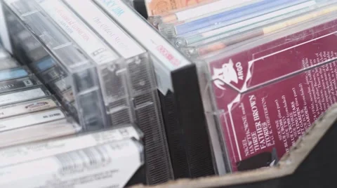 Box of Cassette Tapes in a Record Store Vidéo 65415804