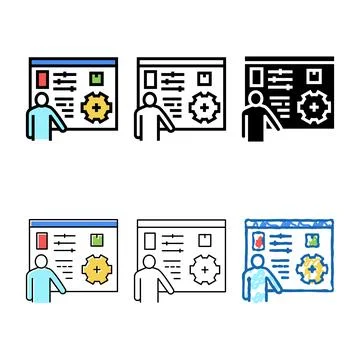 Box characteristics presentation color icon vector multipack Illustrazione stock