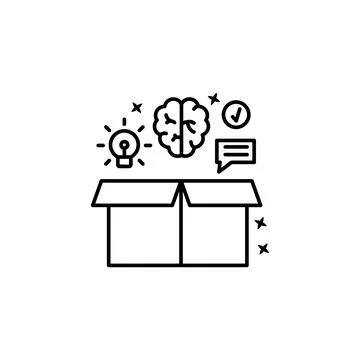 Box chat brain idea icon. Simple line, outline vector of project management Stock Illustration