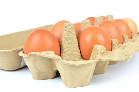 Box of Chicken Eggs Stock Photos