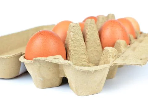 Box with Chicken Eggs Stock Photos