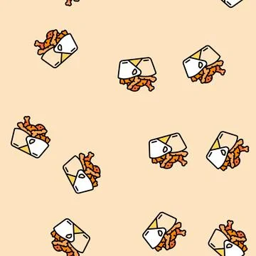 Box chicken fried vector seamless pattern Stock Illustration