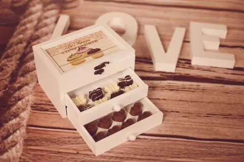 Box with chocolate Stock Photos