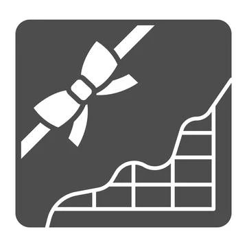 Box of chocolates with bow solid icon, Mother day concept, Gift Box with ribbon Illustrazione stock