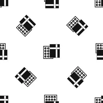 Box with chocolates pattern seamless black Stock Illustration