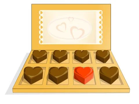 Box of chocolates in the shape of heart. イラスト素材