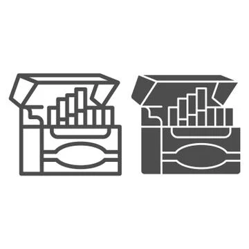 Box of cigarettes for electronic cigarette line and solid icon, Smoking concept 스톡 일러스트