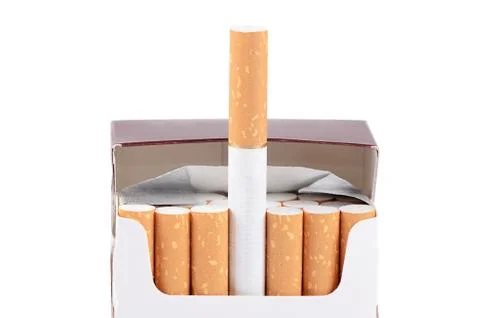 Box of cigarettes isolated on a white background Stock Photos