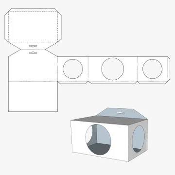 Box with circl windows. Packing box For Food, Gift Or Other Products. On White イラスト素材
