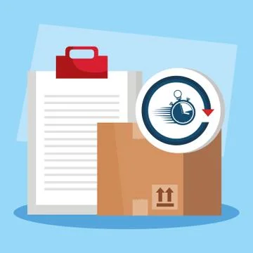Box with clipboard and chronometer 스톡 일러스트