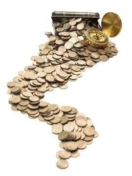 Box with coins Stock Photos