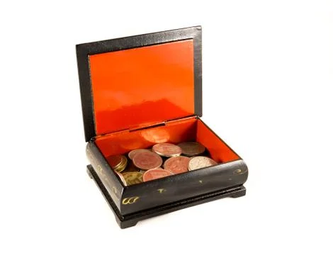 Box with coins Stock Photos