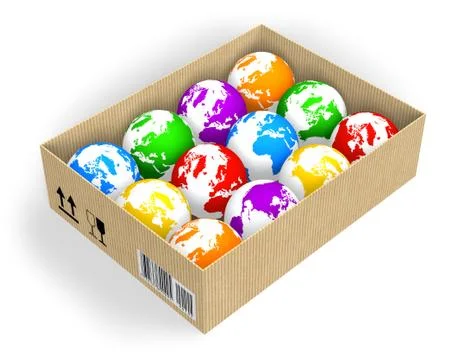 Box with color globes Ilustração Stock