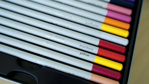 Box with colored pencils Stock Footage 130664643