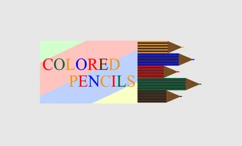 Box Of Colored Pencils. Vector EPS 10. Ilustración de archivo