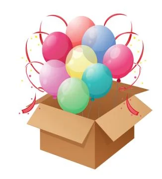 A box of colorful balloons Ilustración de archivo