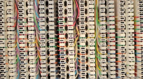 Box for connection of telephone and computer cables Stock Footage 54051455