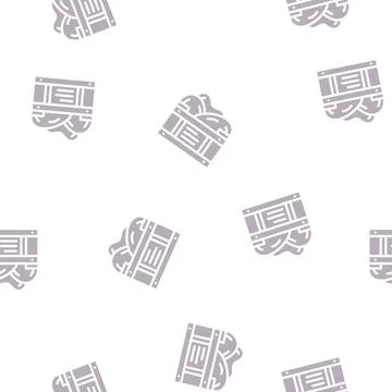 Box container with mango glyph vector seamless pattern Illustrazione stock