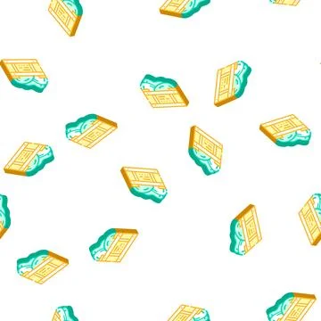 Box container with mango isometric icon seamless pattern Stock Illustration