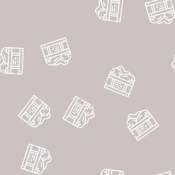 Box container with mango line vector seamless pattern Stock Illustration