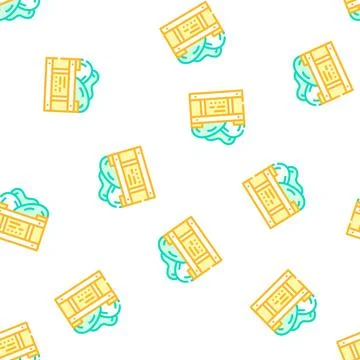 Box container with mango vector seamless pattern Stock Illustration