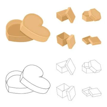 Box, container, package, and other web icon in cartoon,outline style.Case, shell Illustrazione stock