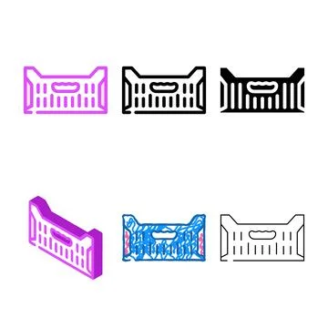 Box container plastic color icon vector mix Illustrazione stock